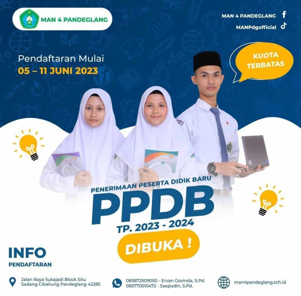 Info PPDB MAN 4 Pandeglang 2023-2024, Siapkan Syarat Pendaftarannya ...